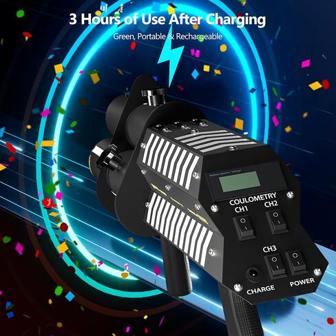 SHEHDS Electric Confetti Launcher with LED RGB Effects, 20–26 ft Shooting Distance for Stage, DJ, Concert, Party & Events (Confetti Paper Not Included) - Three Holes in Kuwait