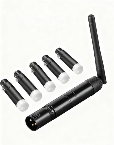6 DMX wireless connections, 1 male transmitter and 5 female receivers, Dfi2.4G automatic frequency hopping set, suitable for DJ lighting, stage performances, and wedding celebrations. in Kuwait