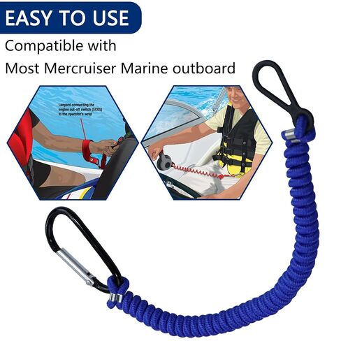 8M0092850 Boat Kill Switch Lanyard, Boat Tether Replacement for Mercruiser Marine Boat, Boat Tether Kill Switch Safety Lanyard Cord 54 Inch/137 Long-(Blue 1Pcs) in Kuwait