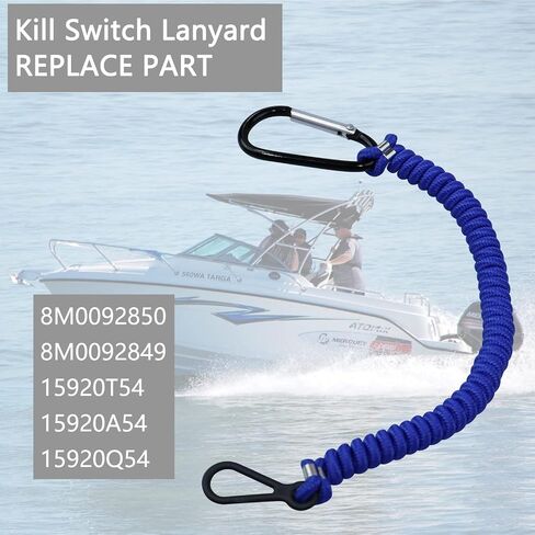 8M0092850 Boat Kill Switch Lanyard, Boat Tether Replacement for Mercruiser Marine Boat, Boat Tether Kill Switch Safety Lanyard Cord 54 Inch/137 Long-(Blue 1Pcs) in Kuwait