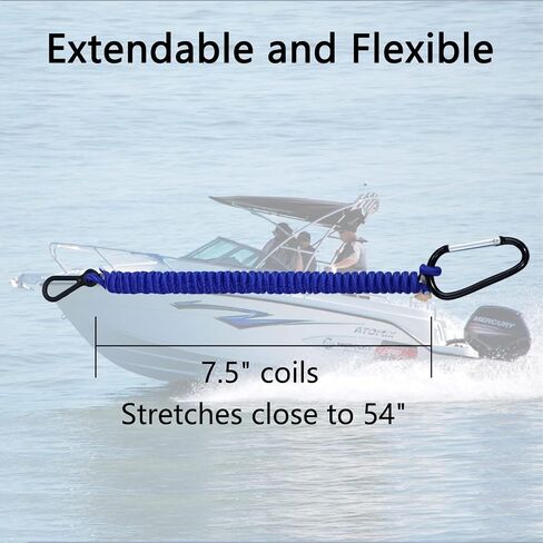 8M0092850 Boat Kill Switch Lanyard, Boat Tether Replacement for Mercruiser Marine Boat, Boat Tether Kill Switch Safety Lanyard Cord 54 Inch/137 Long-(Blue 1Pcs) in Kuwait
