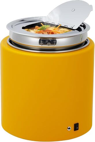 سخان حساء كهربائي 11.62QT 300W 304 الفولاذ المقاوم للصدأ معزول سخان الطعام التجاري للمطبخ مطعم بوفيه حساء الحليب كونغي (أحمر) in Kuwait