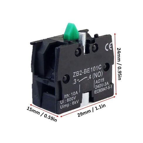 10-Pack 1NO Contact Block for 22mm Push Button Compatible with ZB2-BE101C, AC-15 240V 3A Screw Terminal Auxiliary Module in Kuwait