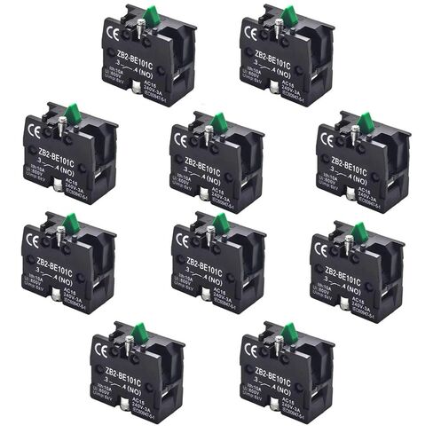 10-Pack 1NO Contact Block for 22mm Push Button Compatible with ZB2-BE101C, AC-15 240V 3A Screw Terminal Auxiliary Module in Kuwait