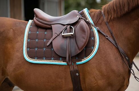 CHALLENGER Horse Cotton Quilted All Purpose English Saddle PAD Trail Brown Turquoise 72F40 in Kuwait