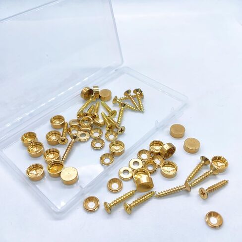 20 Pcs Brass Decorative Screw with Caps, 12mm (1/2") Mirror Screws Cover, Self Tapping Upholstery for Cabinet Doors, Windows, Wall Hanging, Fasteners, Hardware, and Furniture Fixing. in Kuwait
