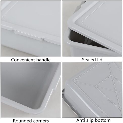 13 L Plastic Restaurant Bus Tub, Meat Tubs with Lids, 3 Packs, Gray in Kuwait