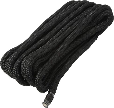 NovelBee 2 Pack of 3/4“x50’ Double Braid Nylon Dockline,Mooring Rope Dock Line with Spliced Soft Eye (Black) in Kuwait