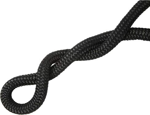 NovelBee 2 Pack of 3/4“x50’ Double Braid Nylon Dockline,Mooring Rope Dock Line with Spliced Soft Eye (Black) in Kuwait