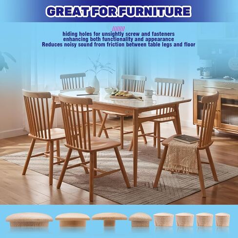 160 Pcs 2 Styles Wood Hole Plugs Assortment Set, 3/16 Inch, 5/16 Inch, 3/8 Inch, 1/2 Inch Hardwood Maple Button Cap, Flush Type Wooden Screw Covers for Decor Furniture in Kuwait