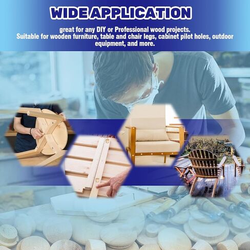 160 Pcs 2 Styles Wood Hole Plugs Assortment Set, 3/16 Inch, 5/16 Inch, 3/8 Inch, 1/2 Inch Hardwood Maple Button Cap, Flush Type Wooden Screw Covers for Decor Furniture in Kuwait