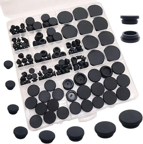 140PCS Silicone Rubber Plugs for Round Holes, 8 Sizes Silicone Hole Plug Snap Locking for Furniture Fencing Post Pipe Cabinet Distribution Box Insert End(3/16"-1") in Kuwait