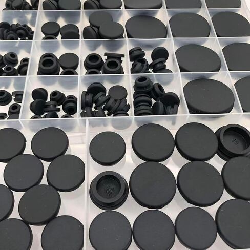 140PCS Silicone Rubber Plugs for Round Holes, 8 Sizes Silicone Hole Plug Snap Locking for Furniture Fencing Post Pipe Cabinet Distribution Box Insert End(3/16"-1") in Kuwait