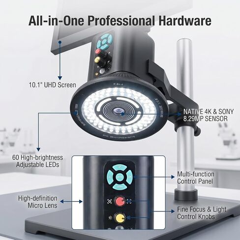 مجهر رقمي 4K لحام SMD وإصلاح ثنائي الفينيل متعدد الكلور | الكل في واحد｜مستشعر CMOS بدقة 8.29 ميجابكسل｜10.1 بوصة IPS｜تركيز عن بعد بمحرك｜HDMI 1080P@60fps｜مسافة عمل 9 بوصة in Kuwait