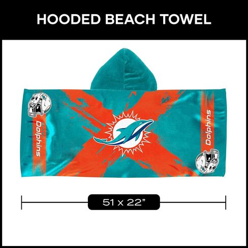 منشفة من الألياف الدقيقة بغطاء للرأس للشباب من Northwest Miami Dolphins NFL Cross Out مقاس 22 × 51 بوصة in Saudi Arabia