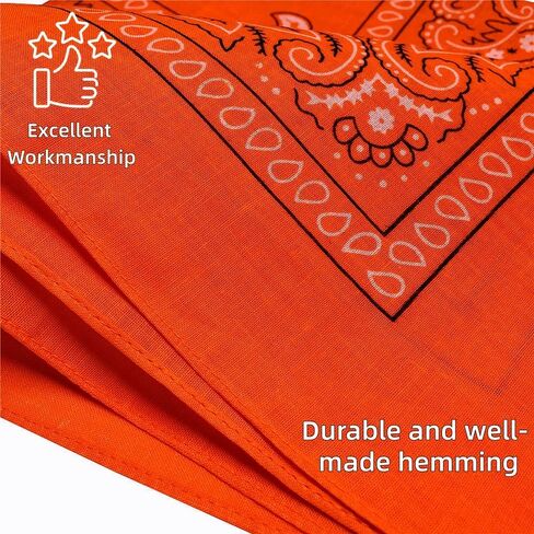 ألوان متنوعة Paisley Cowboy Bandana 12 حزمة للجنسين سميكة بنسبة 100 ٪ من القطن مربع Bandanas وشاح الرأس لفات للرجال النساء in Kuwait