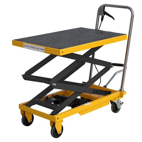 Hydraulic Lift Table Cart, 330lbs Capacity 49.6'' Max Lift, Double Scissor Lift Table w/4 Wheels & Non-Slip Pad, Heavy Duty Hydraulic Platform Lift Cart for Warehouse, Shop, Garage Material Handling in Kuwait
