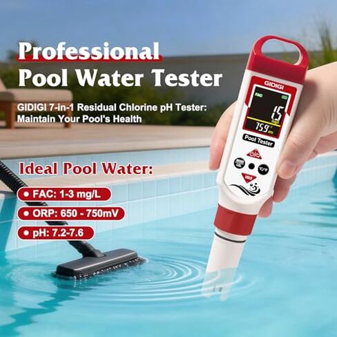 pH Meter Chlorine Tester Digital 7 in 1 Pool Water Tester Kit Salinity Tester for Saltwater Aquarium ORP Meter for Hydroponics Drinking Water Pool Water Tester pH and Chlorine for Pool Spa in Kuwait