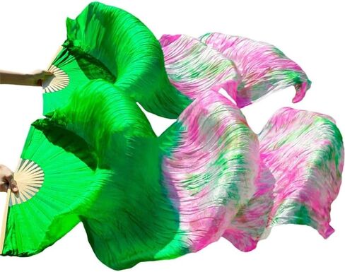 Dance Fan,Long Fans Veils, Women Handmade Dance Fans Silk 100% Veils 1 Pair Left + Right 120/150/180 * 90cm(A19,120cm Imitation Silk) in Kuwait