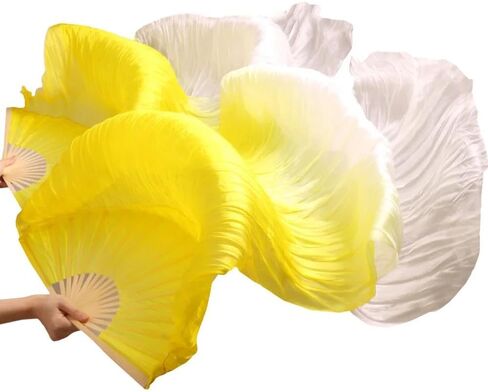 Dance Fan,Long Fans Veils, Women Handmade Dance Fans Silk 100% Veils 1 Pair Left + Right 120/150/180 * 90cm(A19,120cm Imitation Silk) in Kuwait