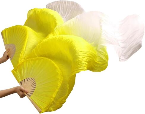 Dance Fan,Long Fans Veils, Women Handmade Dance Fans Silk 100% Veils 1 Pair Left + Right 120/150/180 * 90cm(A19,120cm Imitation Silk) in Kuwait