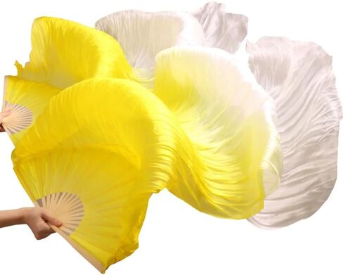 Dance Fan,Long Fans Veils, Women Handmade Dance Fans Silk 100% Veils 1 Pair Left + Right 120/150/180 * 90cm(A19,120cm Imitation Silk) in Kuwait