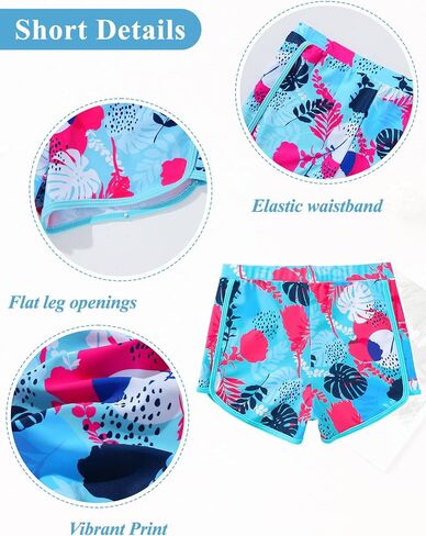 Girls One Piece Swimsuit with Shorts Sleeveless Stretchy Swimwear Sun Protection Padded Bathing Suit 5-14 Years in Kuwait
