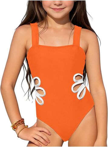 One Piece Swimsuits for Girl Hollow Out Straps Tankini Swimwear Summer Sporty Beach Bathing Suits 8-12 Years in Kuwait
