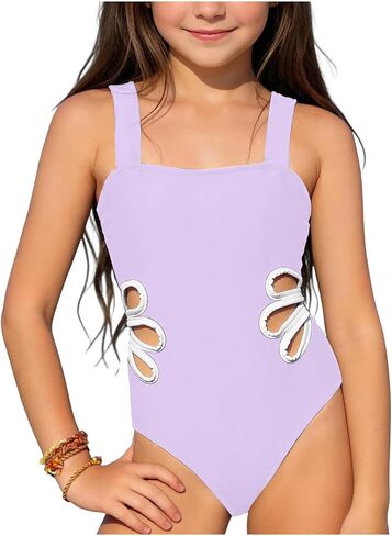 One Piece Swimsuits for Girl Hollow Out Straps Tankini Swimwear Summer Sporty Beach Bathing Suits 8-12 Years in Kuwait