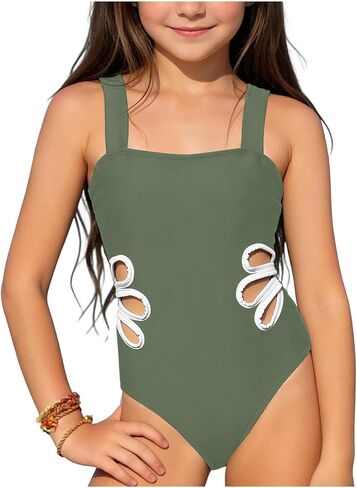 One Piece Swimsuits for Girl Hollow Out Straps Tankini Swimwear Summer Sporty Beach Bathing Suits 8-12 Years in Kuwait