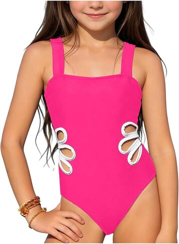 One Piece Swimsuits for Girl Hollow Out Straps Tankini Swimwear Summer Sporty Beach Bathing Suits 8-12 Years in Kuwait