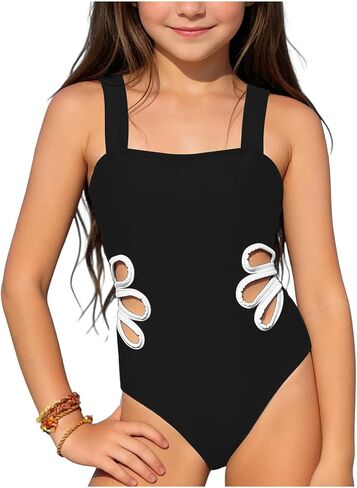 One Piece Swimsuits for Girl Hollow Out Straps Tankini Swimwear Summer Sporty Beach Bathing Suits 8-12 Years in Kuwait