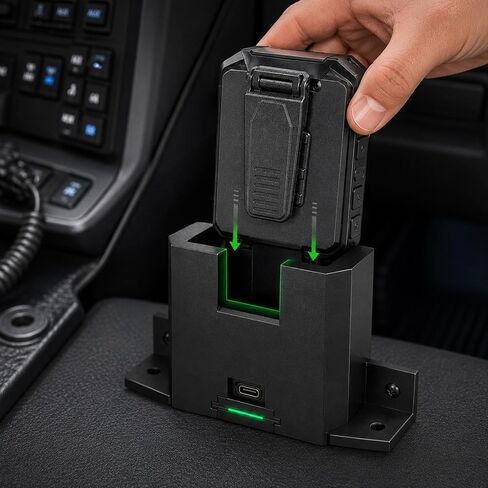 قاعدة شحن لجهاز Axon Body 3 & 4 BWC، حامل قاعدة شاحن سطح المكتب للكاميرا المتوافقة مع USB-C لضباط الشرطة، محطة تثبيت لولبية متعددة الأسطح (كابل الطاقة غير متضمن) in Kuwait
