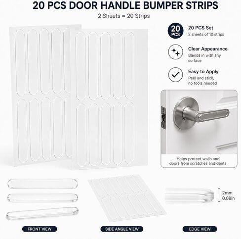 20pcs Clear Silicone Cabinet Door Bumpers, Self-Adhesive Sound Dampening Pads for Furniture Drawers Table Tops, Transparent Protection Strips for Wall & Surface Protection in Kuwait