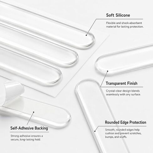 20pcs Clear Silicone Cabinet Door Bumpers, Self-Adhesive Sound Dampening Pads for Furniture Drawers Table Tops, Transparent Protection Strips for Wall & Surface Protection in Kuwait