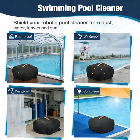 غطاء منظف حمام السباحة الآلي لـ Dolphin Nautilus CC Pro، غطاء تخزين مقاوم للماء 600D غطاء حماية شديد التحمل للمكنسة الكهربائية لحمامات السباحة الروبوتية فوق الأرض in Kuwait