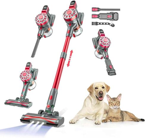 WLOTPO Cordless Vacuum Cleaner for Home,Lightweight Stick Vacuum Cordless Rechargeable with Power Suction, Up to 35 Mins Runtime, Hardwood Floor Vacuum for Pet Hair,Carpets,Tile(Ruby Red) in Saudi Arabia