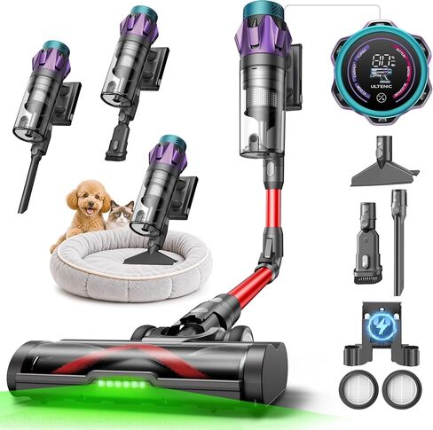Ultenic Cordless Vacuum Cleaner, 55KPA/650W/80Mins, Cordless Stick Vacuum with 180°Bendable Wand, Touch Screen, Anti-Tangle Brush, Self-Standing, Vacuum Cleaners for Home/Floor/Pet Hair/Carpets in Kuwait