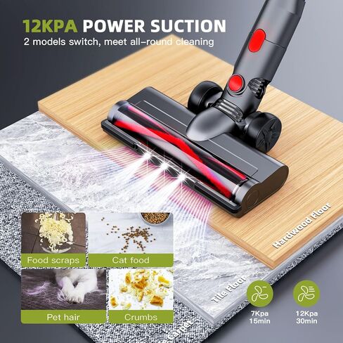 WLOTPO Cordless Vacuum Cleaner for Home,Lightweight Stick Vacuum Cordless Rechargeable with Power Suction, Up to 35 Mins Runtime, Hardwood Floor Vacuum for Pet Hair,Carpets,Tile(Ruby Red) in Saudi Arabia