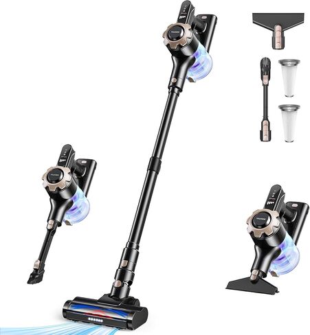 Trucozie Cordless Vacuum Cleaner, 8-in-1 Lightweight Stick Vacuum with 45mins Runtime, Powerful Suction, Vacuum Cleaners for Home, Hardwood Floors, Carpet, Pet Hair, Black in Kuwait