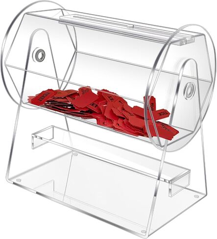 BZnota Acrylic Raffle Drum, Clear Raffle Ticket Drum Spinner Cage, Transparent Raffle Ticket Box for Lottery Games, Bingo, Raffle Balls (11 x 6.5 x 11 INCH) in Kuwait