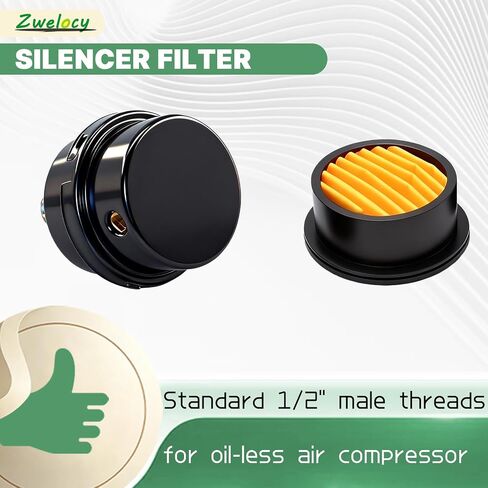 Air Compressor Silencer Filter, 1/2" Thread,20mm Metal Noise Muffler, Replacement Intake Filter Replacement for Generators, Blowers, Exhaust Ports, Air Compressor Parts in Kuwait