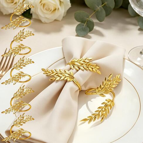 Gold Napkin Ring Wheat Sheaf Napkin Holder for Wedding Party Dinner Table Decoration Single Metal Napkin Ring for Formal Dining Room Restaurant Banquet Home Kitchen Rustic Farmhouse Style in Kuwait