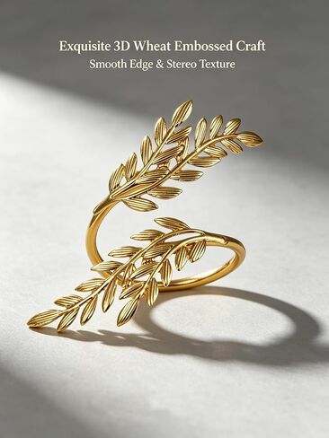 Gold Napkin Ring Wheat Sheaf Napkin Holder for Wedding Party Dinner Table Decoration Single Metal Napkin Ring for Formal Dining Room Restaurant Banquet Home Kitchen Rustic Farmhouse Style in Kuwait