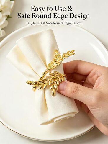 Gold Napkin Ring Wheat Sheaf Napkin Holder for Wedding Party Dinner Table Decoration Single Metal Napkin Ring for Formal Dining Room Restaurant Banquet Home Kitchen Rustic Farmhouse Style in Kuwait