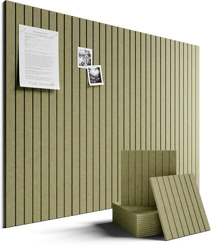 Felt Bulletin Board Tiles Large 48" x 36" Cork Board Alternative-12 Pack with 70 Adhesive Tabs, Thick Slat Wall Panels for Office Decor, Push Pin Board Wall Organizer Alternative -Oatmeal in Kuwait