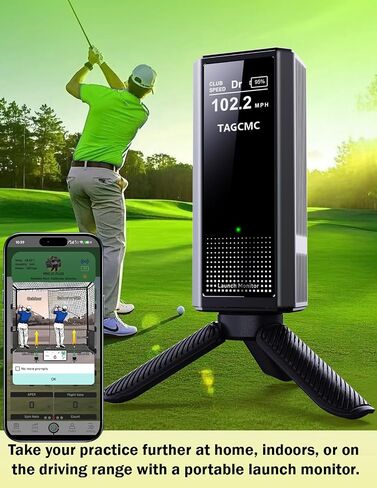 Portable Golf Launch Monitor & Simulator, Mobile Launch Monitor for Golf Swing Analysis,Simulators for Home ，Training & Swing Analyzer, 3D Driving Range, 3D Trajectory& Video Record for iOS/Android in Kuwait