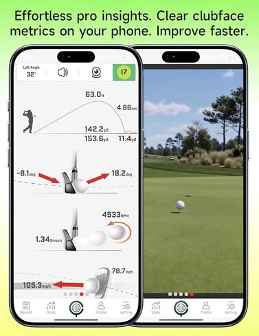 Portable Golf Launch Monitor & Simulator, Mobile Launch Monitor for Golf Swing Analysis,Simulators for Home ，Training & Swing Analyzer, 3D Driving Range, 3D Trajectory& Video Record for iOS/Android in Kuwait
