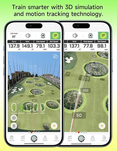 Portable Golf Launch Monitor & Simulator, Mobile Launch Monitor for Golf Swing Analysis,Simulators for Home ，Training & Swing Analyzer, 3D Driving Range, 3D Trajectory& Video Record for iOS/Android in Kuwait