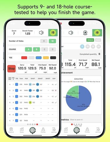 Portable Golf Launch Monitor & Simulator, Mobile Launch Monitor for Golf Swing Analysis,Simulators for Home ，Training & Swing Analyzer, 3D Driving Range, 3D Trajectory& Video Record for iOS/Android in Kuwait